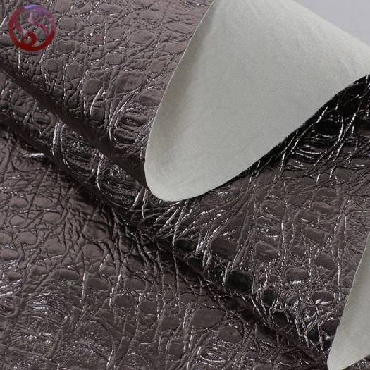 Wrinkle crocodile skin embossed metal PVC artificial faux leather fabric raw material conditioner